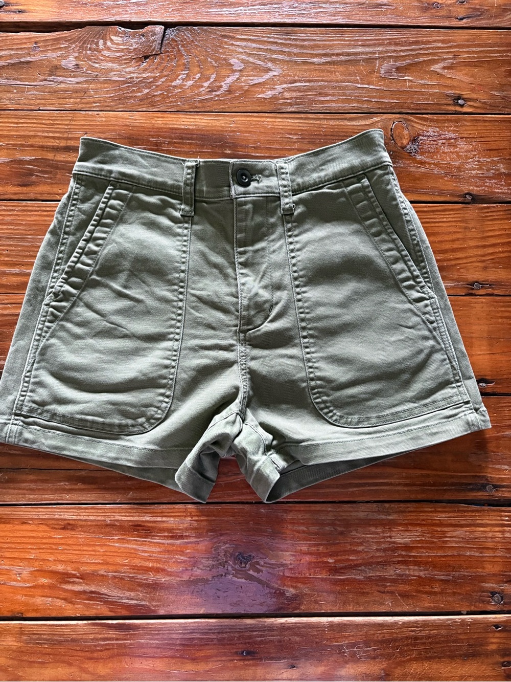 Madewell Olive Green High-Waist Utility Shorts